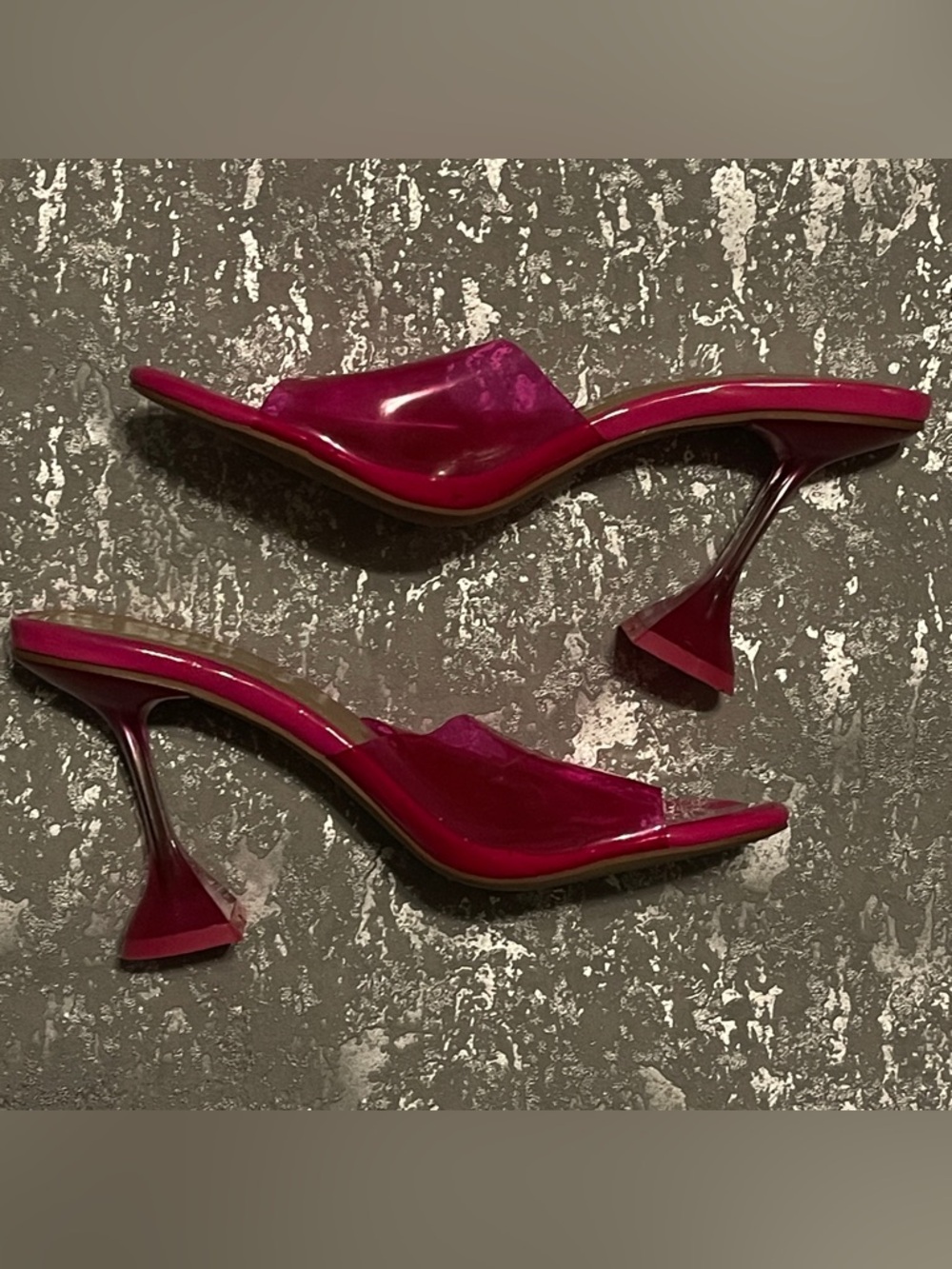 PRETTYLITTLETHING Women's Open-Toe Mule Heels in Fuchsia Pink